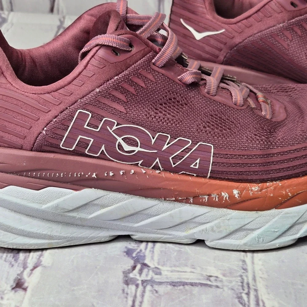 Hoka One One Bondi 6 Womens Sz 10 Running Athletic Shoes Mauve Orange Sneakers - Picture 3 of 10